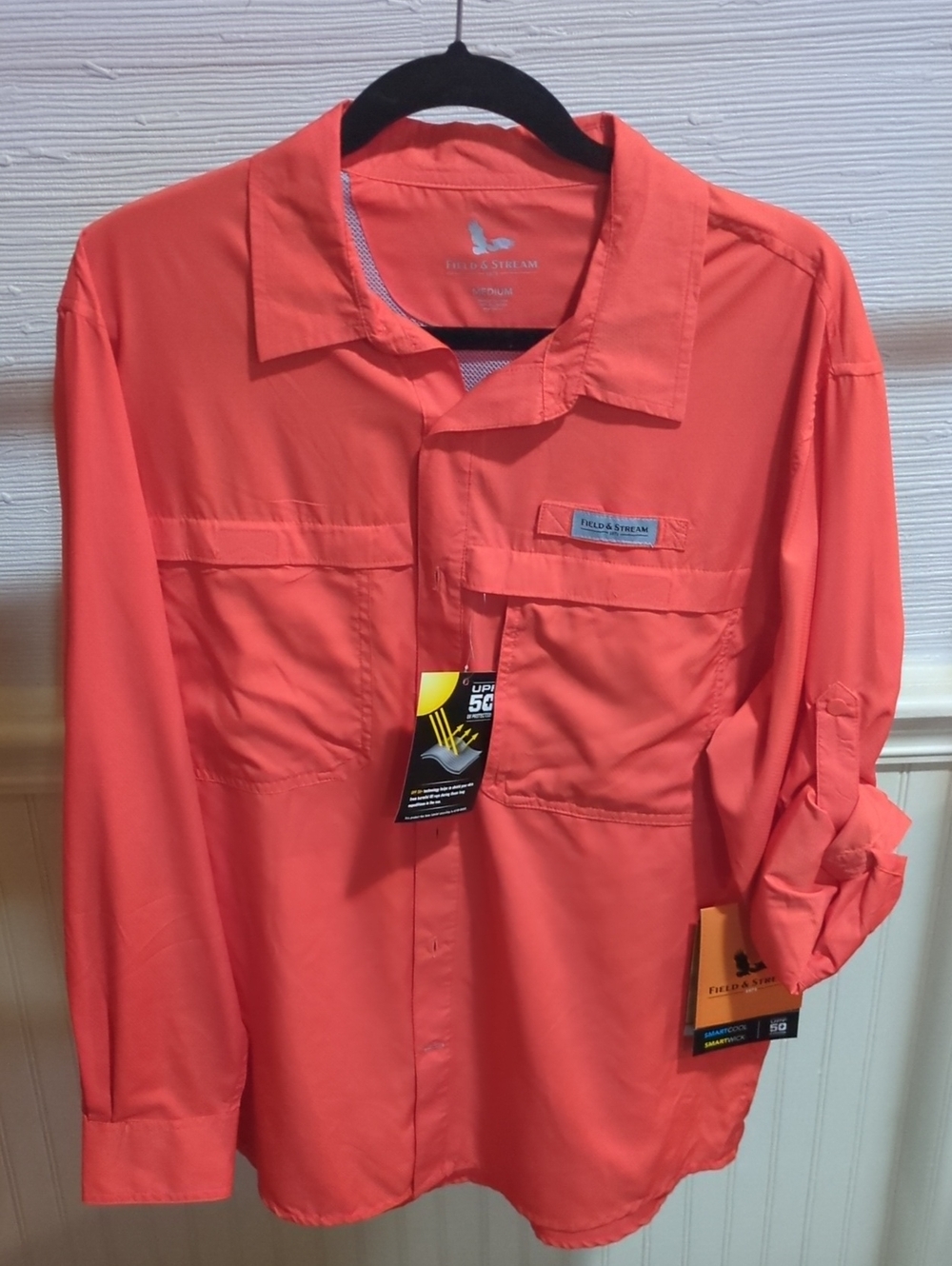 Field & Stream Coral Lightweight Men's Outdoor Shirt Long Sleeve Size Medium